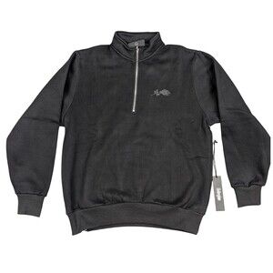 Civil Regime Concrete Quarter Zip Fleece Black Rose Graphic Mens Large CROT023